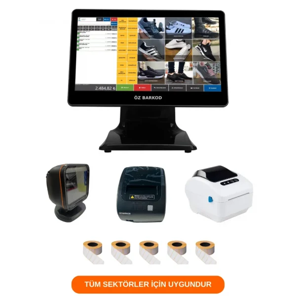Barkodlu Satış Sistemi (Dokunmatik Bilgisayar I5+Barkod Okuyucu+Fiş Yazıcı+Barkod Yazıcı+Etiket)